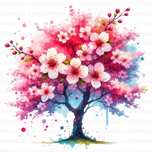 Rainbow Tree Clipart, Colorful Tree Images, High Quality JPGs, Watercolor Clipart, Junk Journal, Digital Download, Paper Craft, Printable