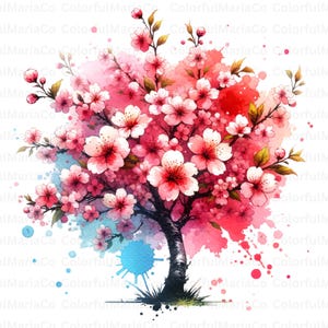 Rainbow Tree Clipart, Colorful Tree Images, High Quality JPGs, Watercolor Clipart, Junk Journal, Digital Download, Paper Craft, Printable