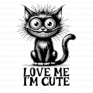 Adoro essere carino PNG, Amante dei gatti PNG, Gatti PNG, Silhouette di animali, Citazioni scritte a mano PNG, Maglietta da ragazza PNG, Idee regalo, File di taglio Cricut