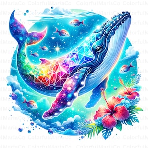 Beach Ocean Whale Floral PNG Digital Download, 3D Tumbler wrap, PNG Sublimation, Ocean Floral Digital Art, Boho Beach