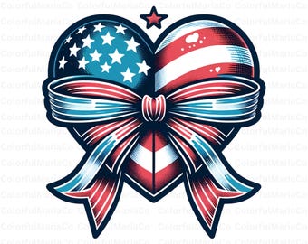 USA Flag Bow PNG, Memorial Day Retro American Patriotic Bow T,Shirt Design, 4th of July Sublimation Clipart, American Png, Digital Download
