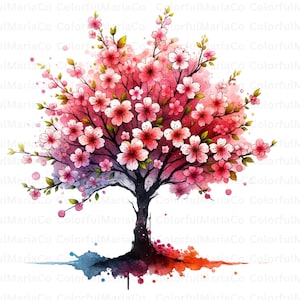 Rainbow Tree Clipart, Colorful Tree Images, High Quality JPGs, Watercolor Clipart, Junk Journal, Digital Download, Paper Craft, Printable