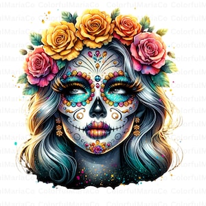 Tag der Toten png Catrina, Zuckerschädel PNG, Mexikanischer Schädel png, Tag der Toten, Catrina Clipart, Png, Tattoo, Shirt