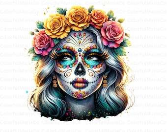 Dag van de doden png, Catrina png, suikerschedel png, meisjesschedel png, Mexicaanse png, dag van de doden, Catrina-clipart, png, tatoeage, shirt
