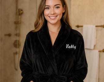 Embroidered Plush Fleece Robe: Personalized Monogrammed Bathrobe