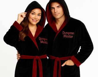 Embroidered Plush Fleece Hooded Bathrobe: Personalized Monogram Robe