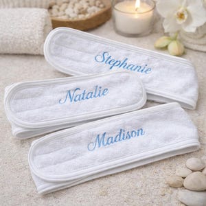 Script Embroidered Spa Headband | Personalized Terry Cloth Face Wash Wrap | Bridesmaid Gift