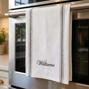 Personalized Embroidered Kitchen Towel, Custom Family Name Dish Towel, Housewarming Wedding Gift