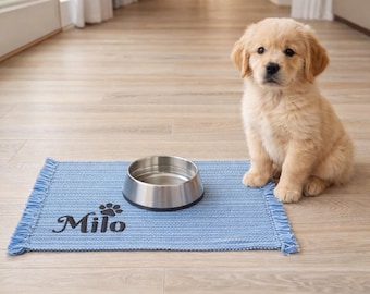 Personalized Pet Placemat with Name | Embroidered Dog or Cat Feeding Mat | Custom Pet Bowl Mat | Puppy Gift | Food Mat