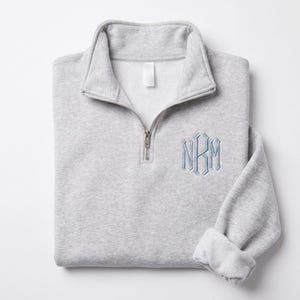 Monogram Quarter Zip Sweatshirt, Embroidered Pullover, Personalized Initials, Gift for Her