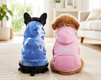 Personalized Dog Hoodie: Embroidered Pet Name, Bright Puppy Sweatshirt