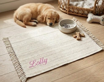 Personalized Pet Placemat with Name | Embroidered Dog or Cat Feeding Mat | Custom Pet Bowl Mat | Puppy Gift | Food Mat