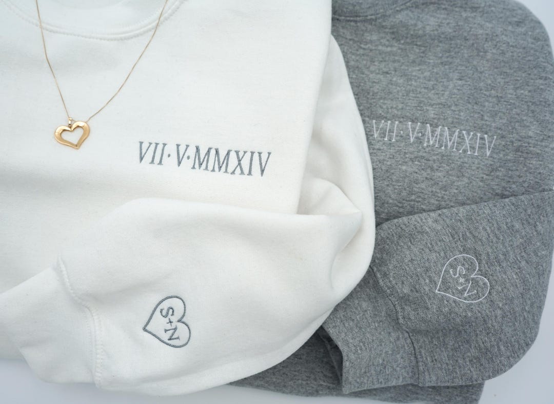 Embroidered Roman Numeral Hoodie Sweatshirt: Custom Anniversary Gift ...