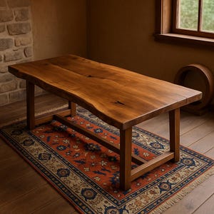 Handcrafted Walnut Live Edge Table: Modern Kitchen or Desk