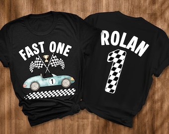 Personalized Fast One Birthday Shirt, Race Car 1st Birthday Shirt, Custom 1st Birthday Shirt Family , Race Car First Birthday Outfit