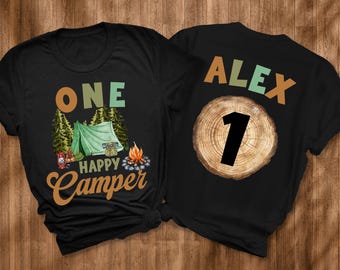 One Happy Camper Birthday Shirt, 1st Birthday Boy, Camping Birthday Tee, Happy Camper party, Camping birthday party, toddler custom tee
