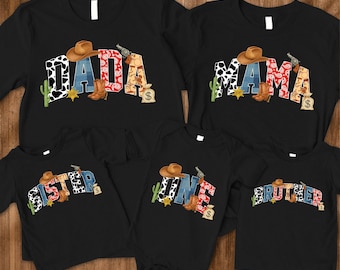 First Rodeo Family Matching Birthday Shirt, 1st Rodeo Western Theme Birthday Party T-Shirt, Cowboy Cowgirl Birthday Outfit, Mommy and Me Tee