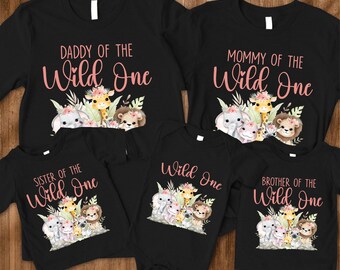 Matching Wild One Birthday Shirts - Wild One Family Shirts - Baby Girls 1st Birthday - Mom and Dad Wild One - Zoo Birthday Party