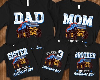 Custom Monster Truck Birthday Shirt, Family Birthday Truck Shirt, Birthday Boy Monster Truck Shirt, Custom Monster Truck Birthday Shirt