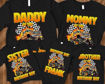 Monster Truck Birthday Shirt, Family Birthday Truck Shirt, Birthday Boy Monster Truck Shirt, Custom Monster Truck Birthday Shirt, Cars Bday