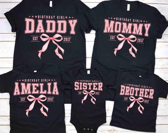 Pink Bow Thirteenth Birthday Shirt, Coquette University Style Girls Birthday Party Tee, 13 Year Old Birthday Gift, Year Est., 13th B-Day