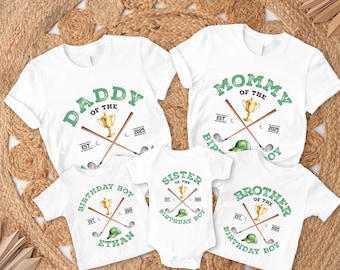 Golf Birthday Shirt, 1st Birthday Outfit, Hole in One Birthday Party, Personalized Gold Family Birthday Shirts, Golf birthday shirt