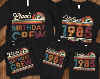 Vintage 1985 Shirt Matching Birthday Crew Tee Shirts, Custom Birthday Trip Shirt, Family 40th Birthday Party Shirt, Retro Bday Group Outfits