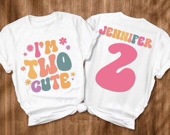 Two cute shirt, 2nd birthday shirt, birthday girl shirt, 2nd birthday outfit, toddler birthday shirt, retro groovy birthday girl , two year