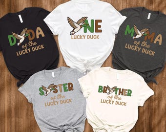 One Lucky Mallard Duck Theme 1st Birthday Boy Party Shirt, One Lucky Duck First Birthday Family Matching Shirts, Lucky Mama Duck, Mom and Me