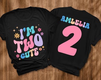 Two Cute Shirt, 2nd birthday shirt, Second Birthday Gift, Cute Birthday Girl Toddler Shirt, 2nd Birthday Party Shirt, Groovy Birthday Girl