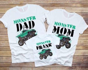 Personalized Monster Truck Name Shirt For Birthday Custom Monster truck Shirt with Name Monster truck Birthday Family, monster truck mama