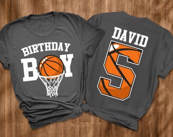 Birthday Boy Shirt Custom Name Age Basketball Birthday Party Tee Shirts, Kids Basketball Shirt, Basketball Number Tee, Basketball Boy Tshirt