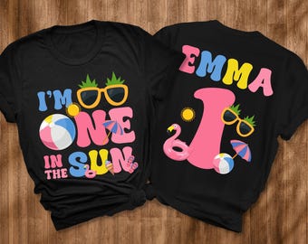 ONE in the Sun Pool Party Birthday Girl Shirt - splish splash, 1st birthday bodysuit, summer birthday, one year old, swimming pool party