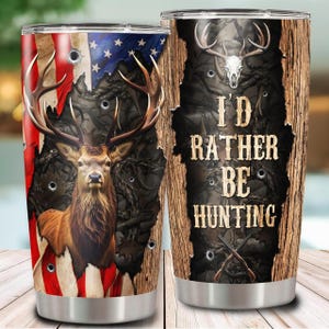Deer Hunting  Stainless Steel Tumbler 20oz, Insulated Travel Coffee Mug With Lid 20oz, Deer Lovers Gift Valentines Day Gifts For Him/DHT-01
