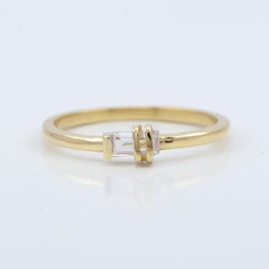 14kt Solid Gold Lab Grown Baguette Diamond Ring, Covered Delicate Baguette Diamond Ring, Handmade Gold Jewelry Wedding/Birthday Gift For Her