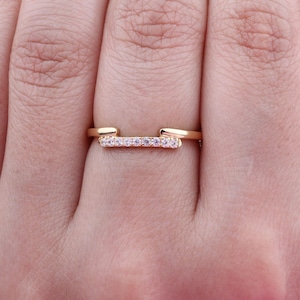 14k Solid Gold Dainty Diamond Ring / 14k Petite Natural Diamond Wedding Ring / Stacking Diamond Ring / Minimalist Diamond Ring /Gift for Her