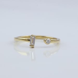 14K] Open cuff diamond ring - DAUGHTERS JEWELRY