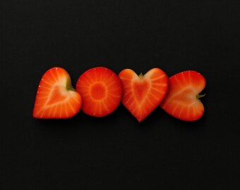 Strawberry Love Poster, Glossy Food Art Print