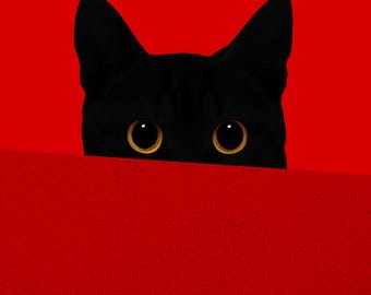 Black Cat Art Print: Hide & Seek Poster