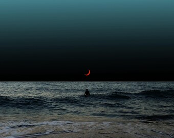 Night Swim Poster | Moody Ocean Art Print