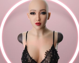 Full Face Silicone Mask with Chest | Cosplay Transformation Bodysuit | Realistic Female Mask with D Cup Chest | Crossdresser Costume