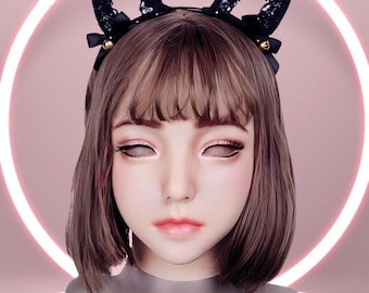 Full Face Silicone Cosplay Mask | Realistic Female Head Mask with Makeup | Crossdresser Transformation Mask