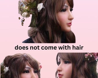 Realistic Silicone Female Mask | Cosplay Transformation Head| Cosplay Mask | Head Mask with Makeup | Crossdresser Transformation Mask