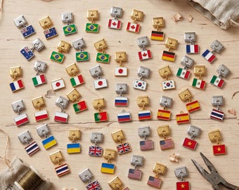 DIY Country Flag Italian Charms 9mm– National Flag Pendant for Bracelet, Travel Souvenir Gift, Gold/Silver