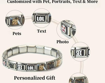 Custom Photo Italian Charm Bracelet: Stainless Steel Personalized Y2K Jewelry