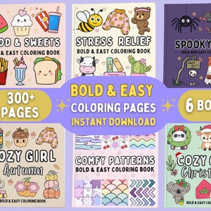 Adult Coloring Pages Bundle: 300+ Bold & Easy Designs (PDF Download)