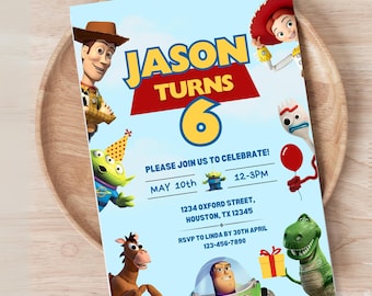 Edytowalne zaproszenie urodzinowe Toy Story: do pobrania w wersji cyfrowej
