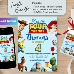toy story invitation, buzz light year, toy story theme, toy story gift tag, invite movie theme, cute toy story, customisable invite, reach for the sky, jessie, toy story birthday, toy story party, youve got a friend, woody birthday, buzz lightyear