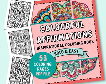 Affirmations Coloring Book: 53 Relaxing Adult Pages (Digital Download)