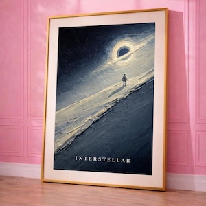 Interstellar Poster Printable, Movie Wall Art, Sci-Fi Space Poster, Black Hole Art Print, Minimalist Astronaut Artwork, Digital Download